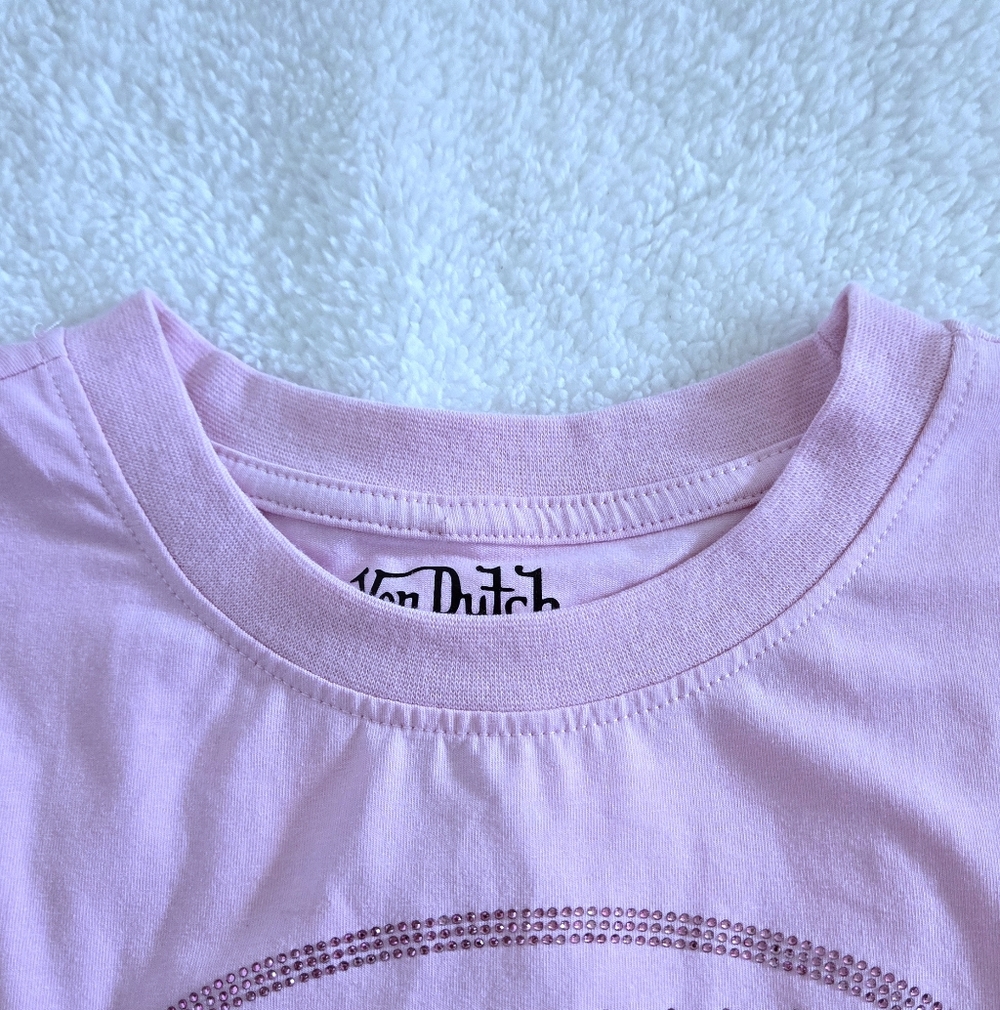 Von Dutch Pink🩷 Baby Tee👕 with Rhinestones💎 - NWT - Picture 6 of 12